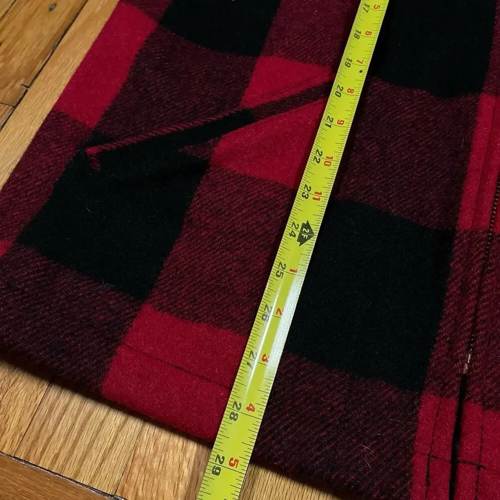 LL Bean Archive Collection Beans Stag Jacket Wool Blend Red Buffalo Plaid Medium